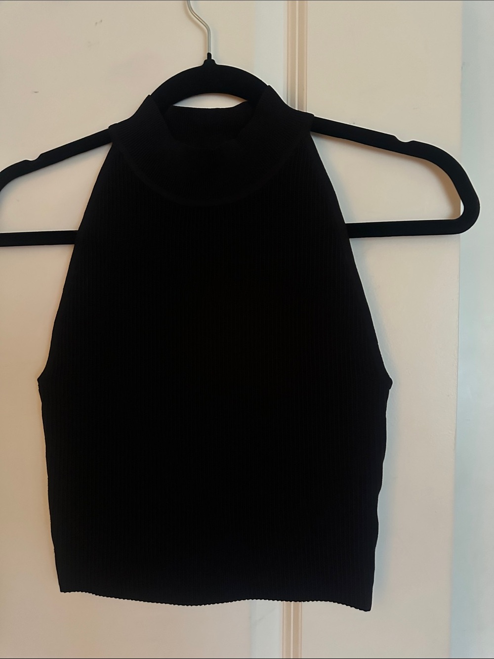 : Aritzia Sleeveless High Neck Ribbed Tank Top - Black